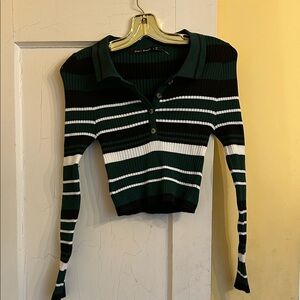 Striped Green and Black Women's Top